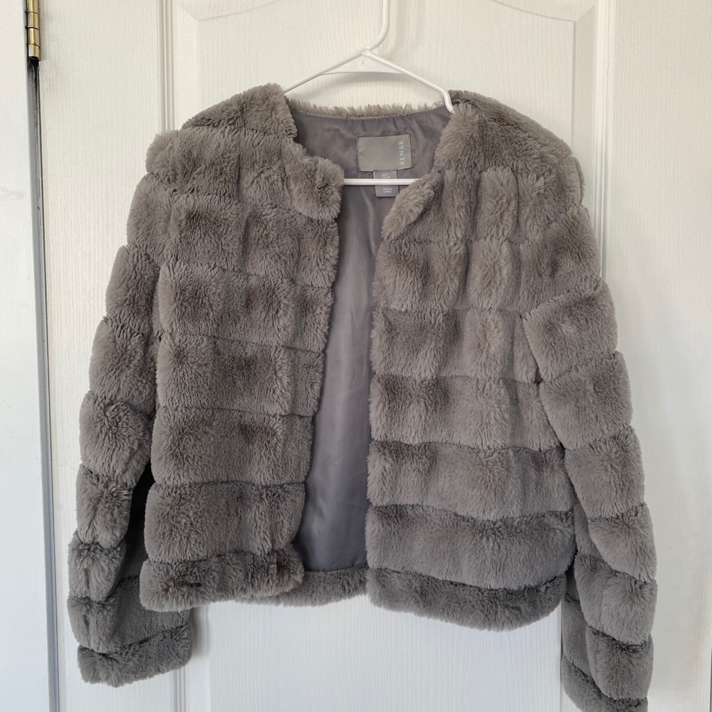 Kenar Grey fake fur jacket